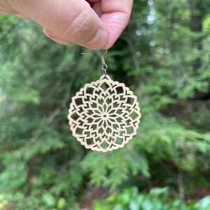 Lightweight Light Colored Wooden Laser-cut Earrings ~ New